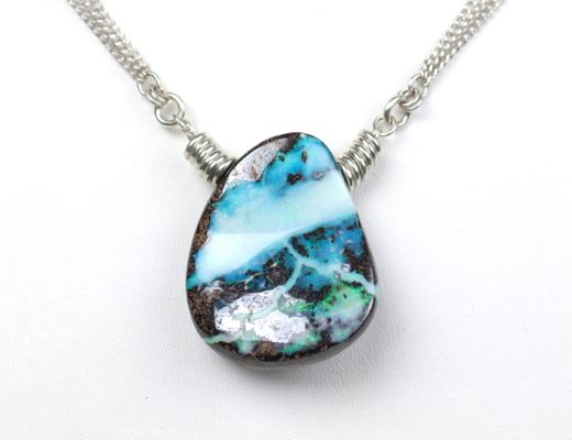 Opal in Matrix Necklace Opal Matrix on Silver Chain