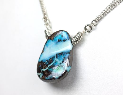 Opal in Matrix Necklace Opal Matrix on Silver Chain