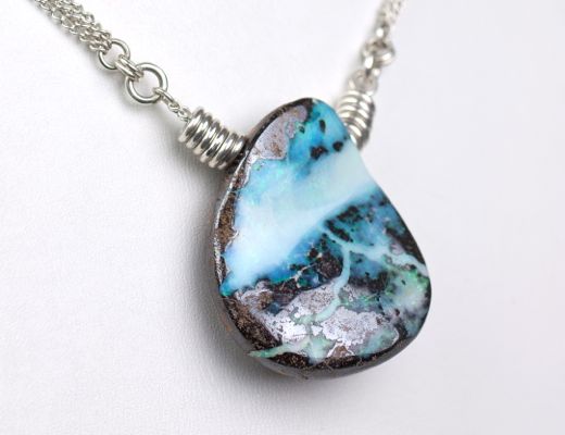 Opal in Matrix Necklace Opal Matrix on Silver Chain