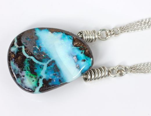 Opal in Matrix Necklace Opal Matrix on Silver Chain
