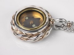 Double Rope Twist Silver Compass Pendant