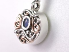 Sapphire Silver Compass Pendant