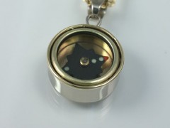 18K White Gold Compass Pendant