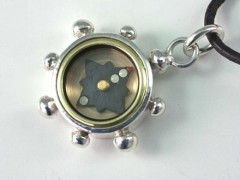Ship’s Wheel Silver Compass Pendant