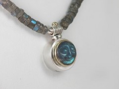 Labradorite Silver Compass Pendant