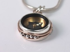 Gold Waves Silver Compass Pendant