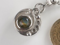 Labradorite Swirl Silver Compass Pendant
