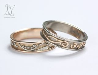 Handmade Rose and White Gold Rings