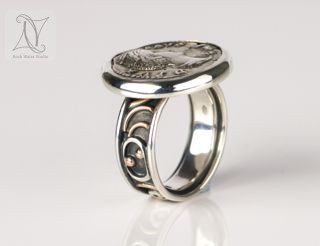 Antique Coin Ring in Silver and Gold