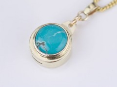 Turquoise Gold Compass Pendant