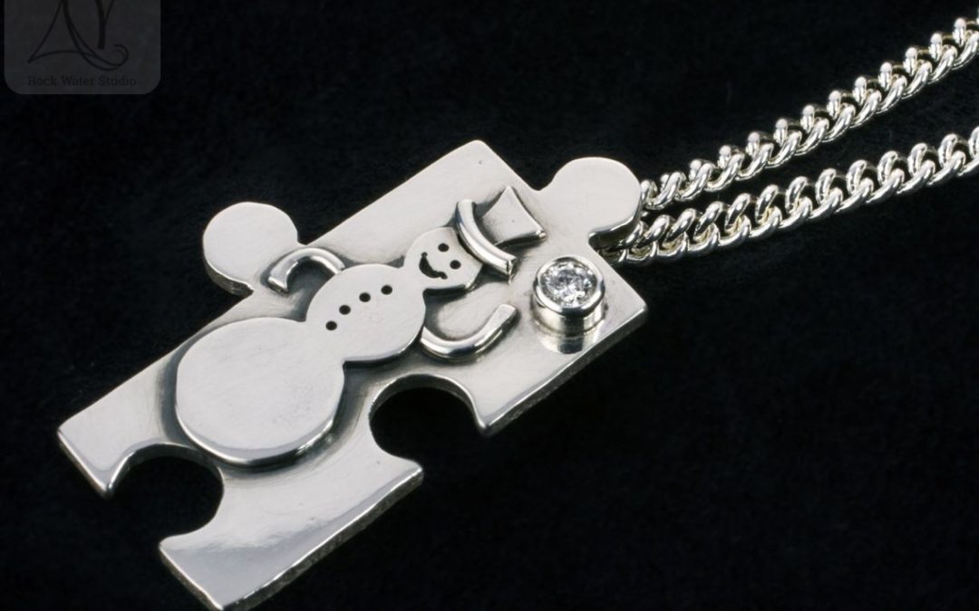 Silver Jigsaw Puzzle Necklace