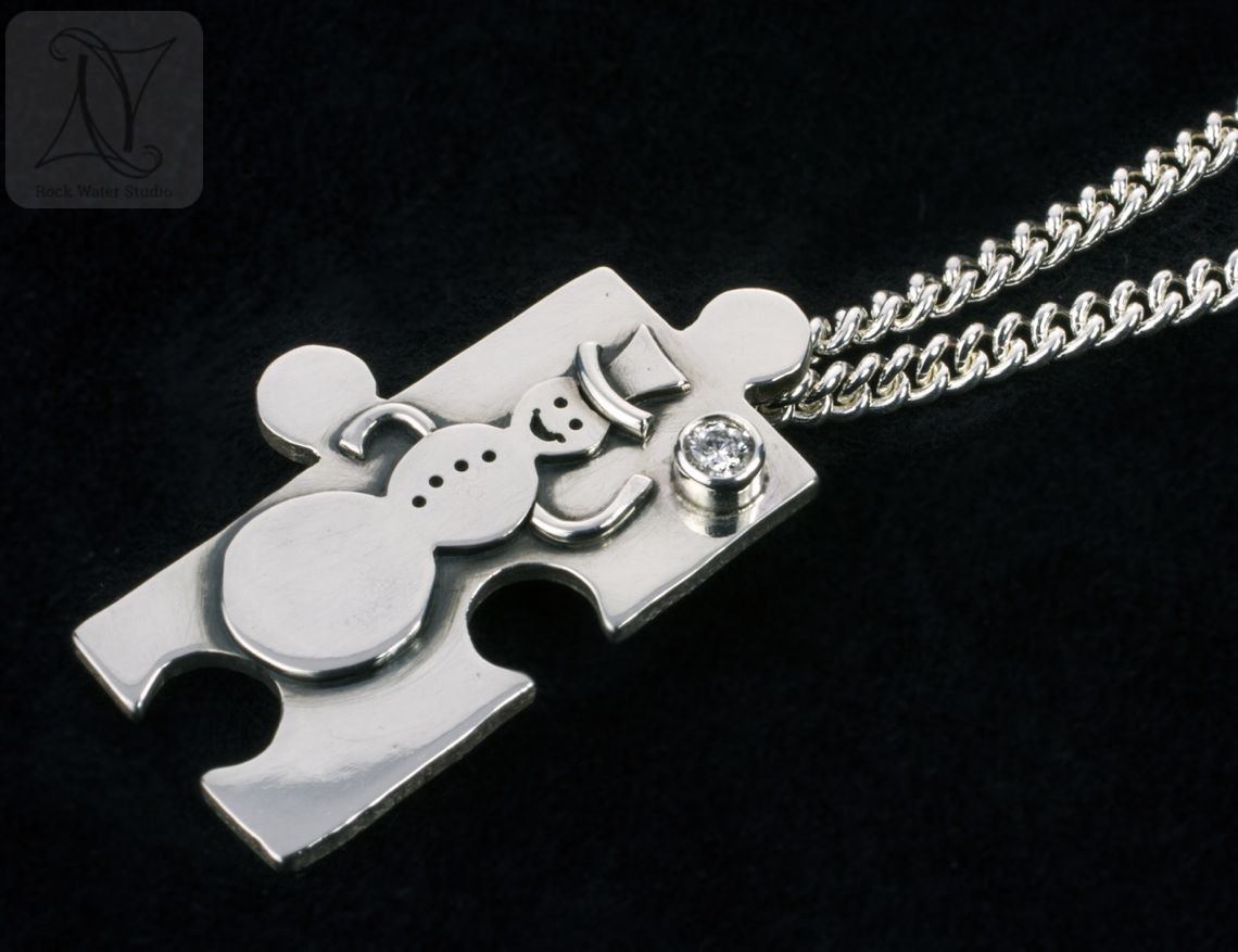 Silver Jigsaw Puzzle Necklace