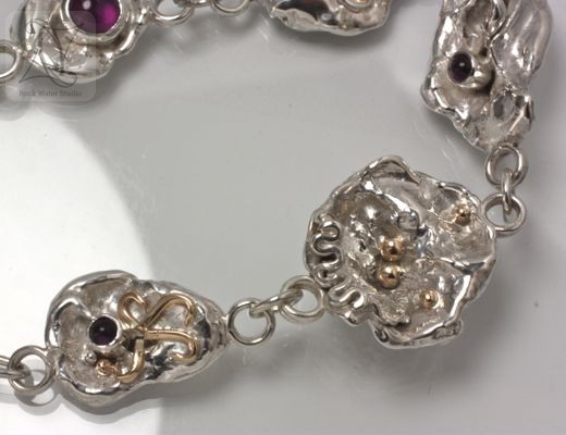 Organic silver amethyst bracelet birthday gift (g245)