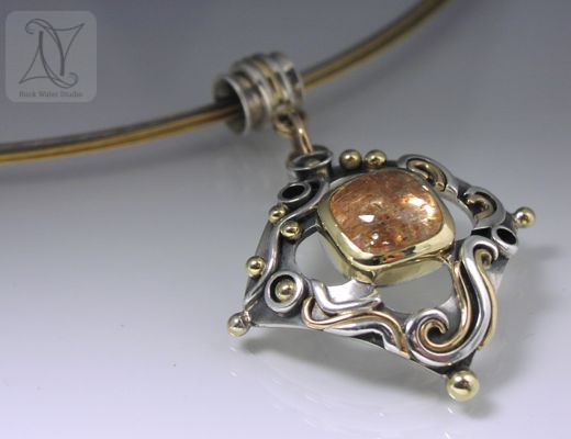 handmade necklace with sunstone (g207)