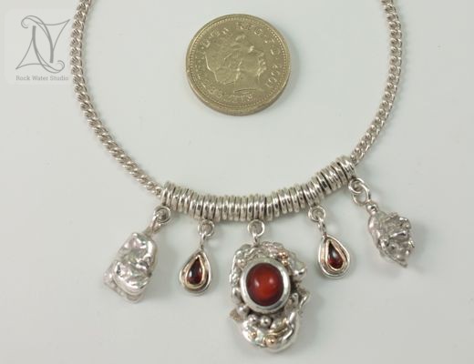 Handmade Fire Opal Necklace with garnets (g321)