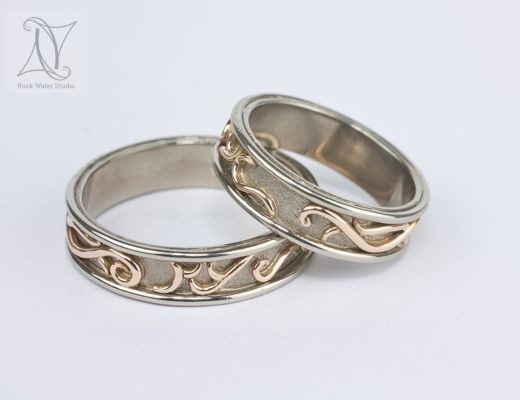 Matching Handmade Gold OM Wedding Rings (g401)