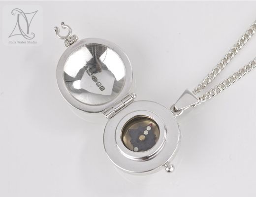 Engraved Silver Compass Locket