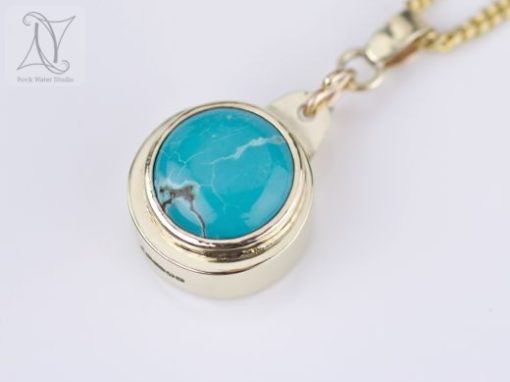 Turquoise Gold Compass Pendant