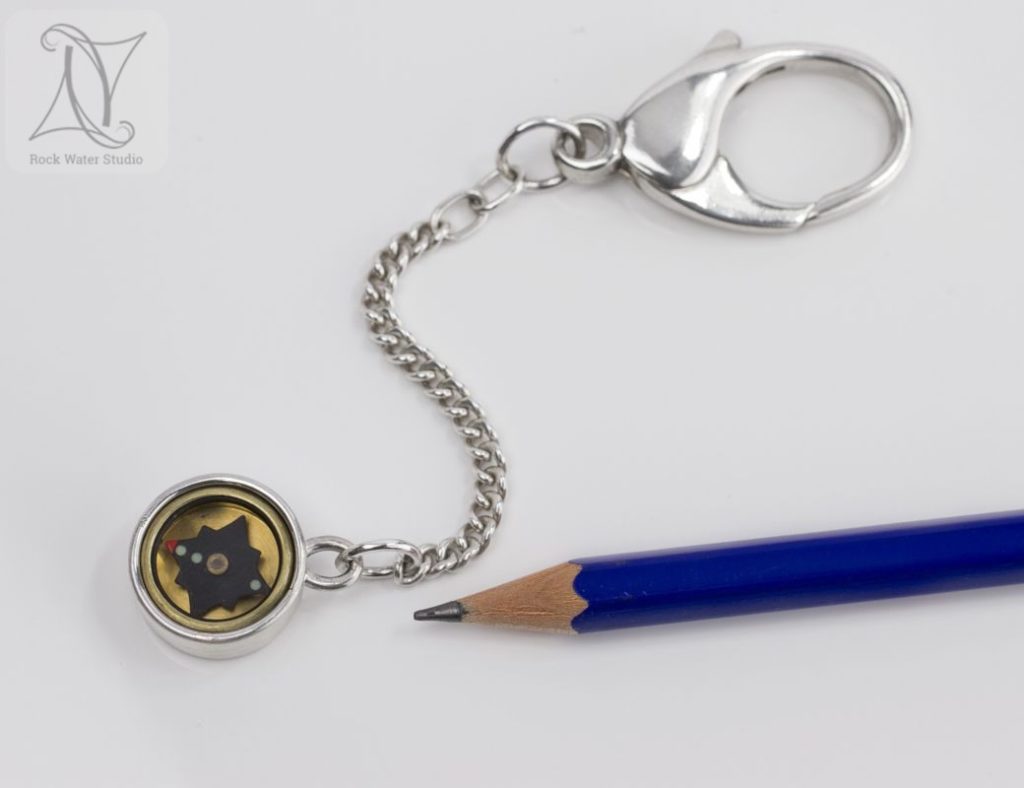 Silver Compass Keyring