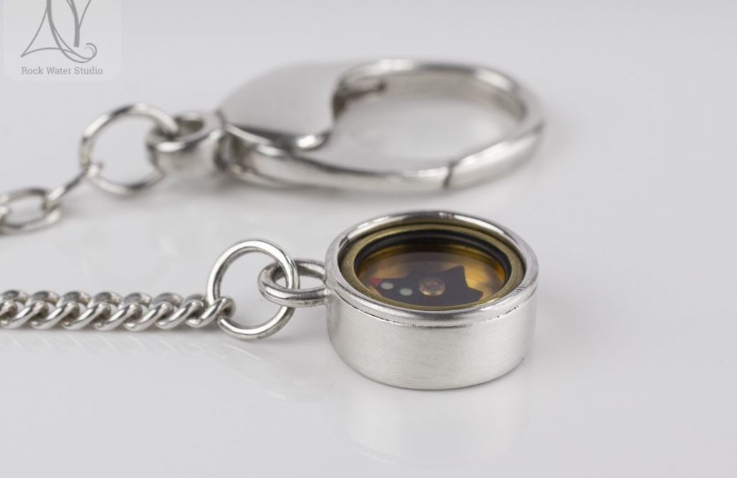 Silver Compass Keyring