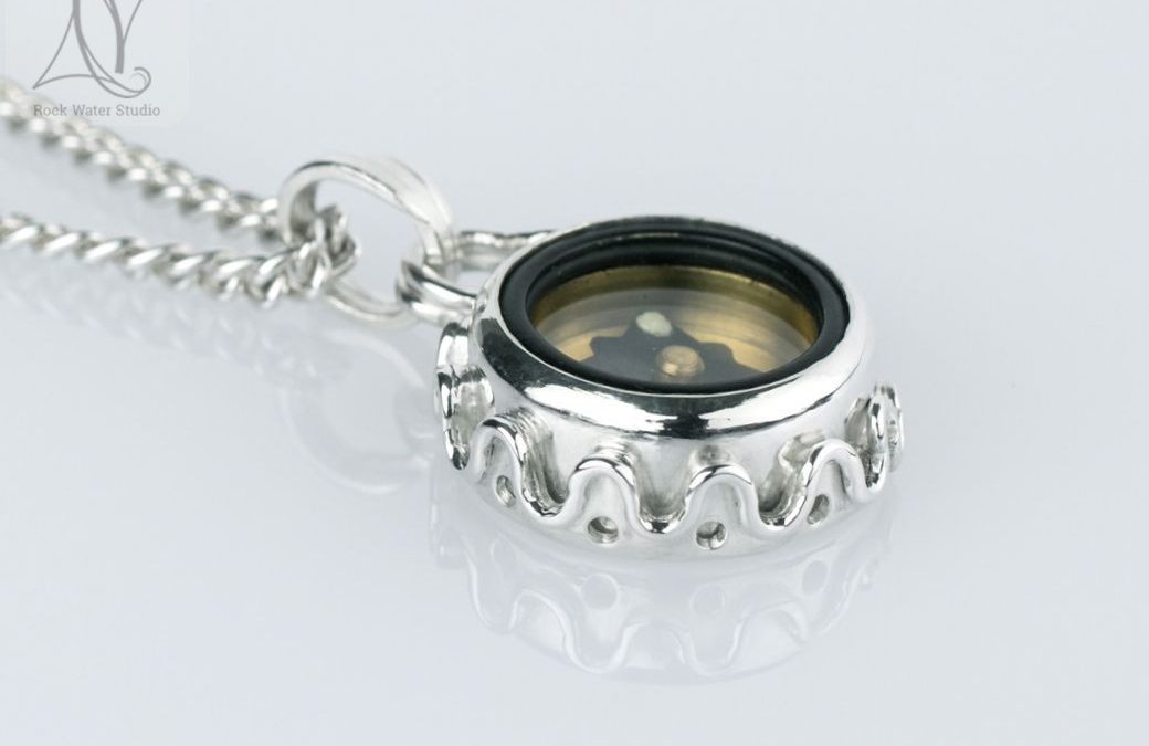 Silver Squiggle Compass Necklace