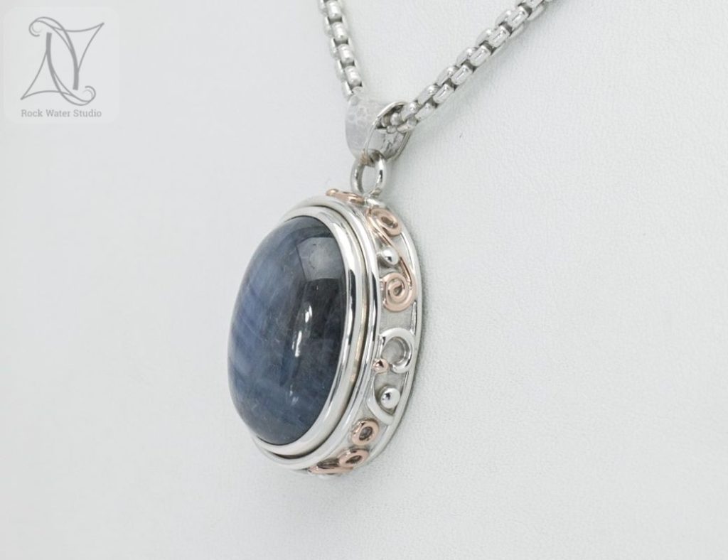 sapphire silver wedding anniversary necklace gift (g134)