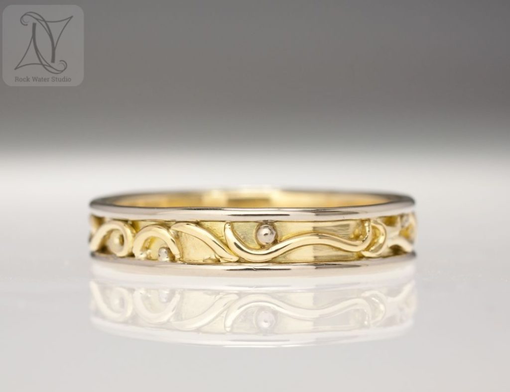Custom Gold Wedding Ring with Initials (g489)