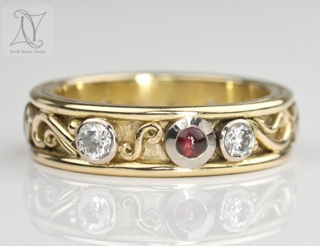 Handmade Gold Eternity Ring with diamonds (g398)