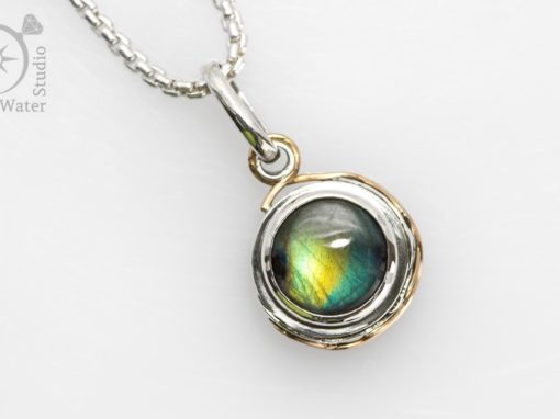 Feather Compass Pendant with Labradorite