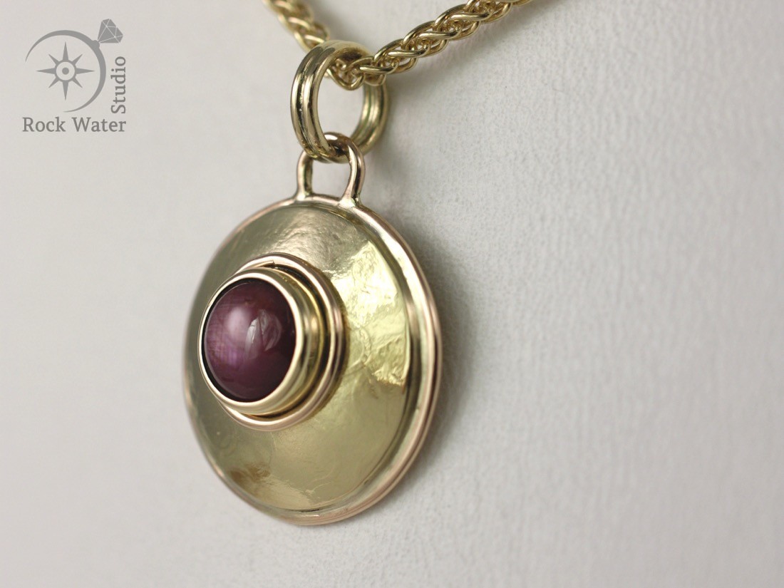 Handmade gold pendant gift for wife with ruby for wedding anniversary (g309)