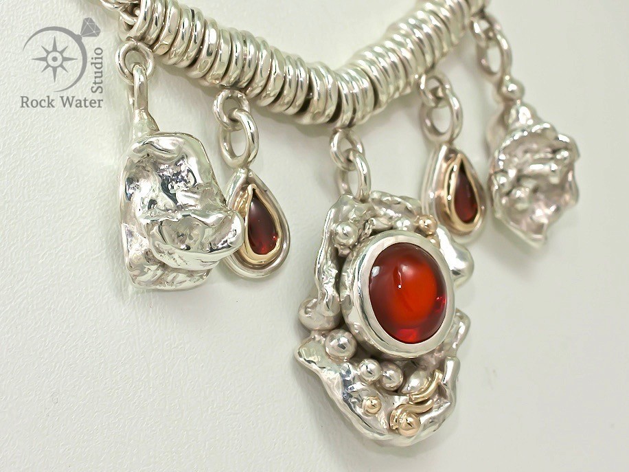 Fire opal birthday necklace gift for his wife (g321)