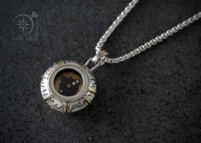 Francis Barker Working Compass Pendant in Silver and Gold (g548)