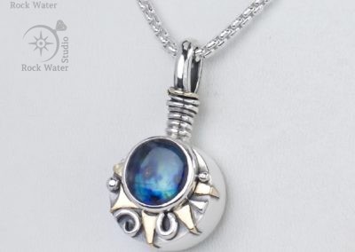 One of a kind labradorite in silver compass pendant (G494)