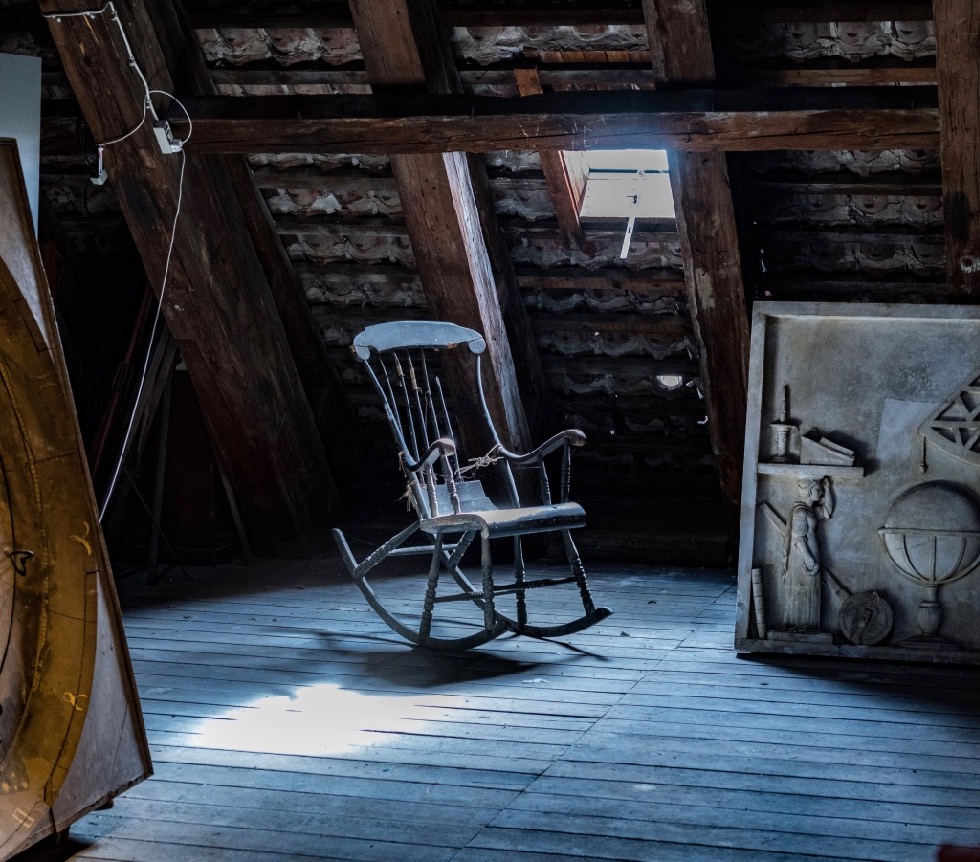 antique rocking chair in the attic