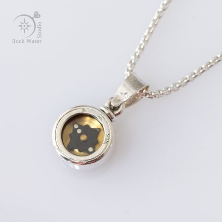 Small sterling silver compass necklace with life-saver compass (G554)