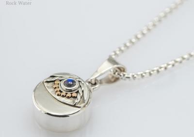 Silver and gold compass pendant with quality compass inside (G557)