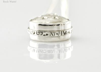 Band of symbols on handmade silver working compass (G559)