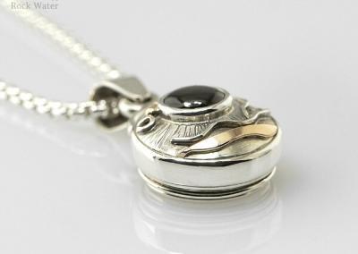 Silver and Gold Working Compass with Black Star Sapphire (G563)