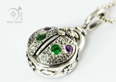 LadyBug Compass Pendant in Silver