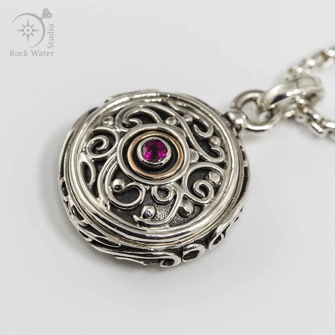 Sapphire Compass Locket Pendant Necklace