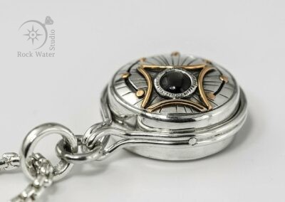 Compass Gift for Girlfriend in silver and gold with Star Sapphire (G601)