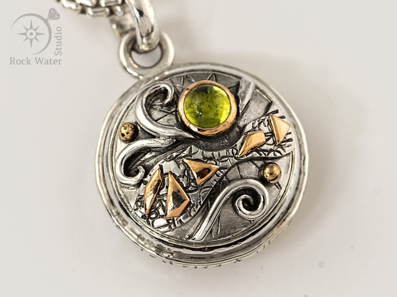 Finished Custom Made Compass Pendant with Peridot