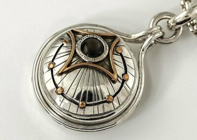 Black Star Sapphire in Handmade Compass Pendant G601