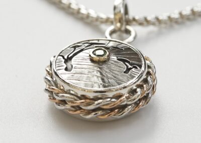 Twisted Rope Silver Compass Pendant (G644)