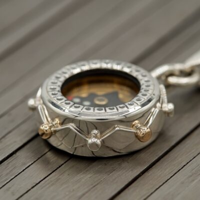 Silver and gold compass pendant gift to help believe in yourself (G657)