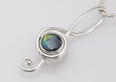 Treble Clef Shaped Compass pendant with labradorite (G510)