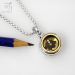 Small Silver Button Compass Necklace Gift in Silver (g526)