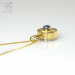 Handmade gold button compass necklace with blue star sapphire (g478)