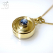 Blue Star Sapphire Gold Compass Pendant (g478)