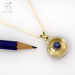 Small working compass necklace in Gold with sapphire (g478)